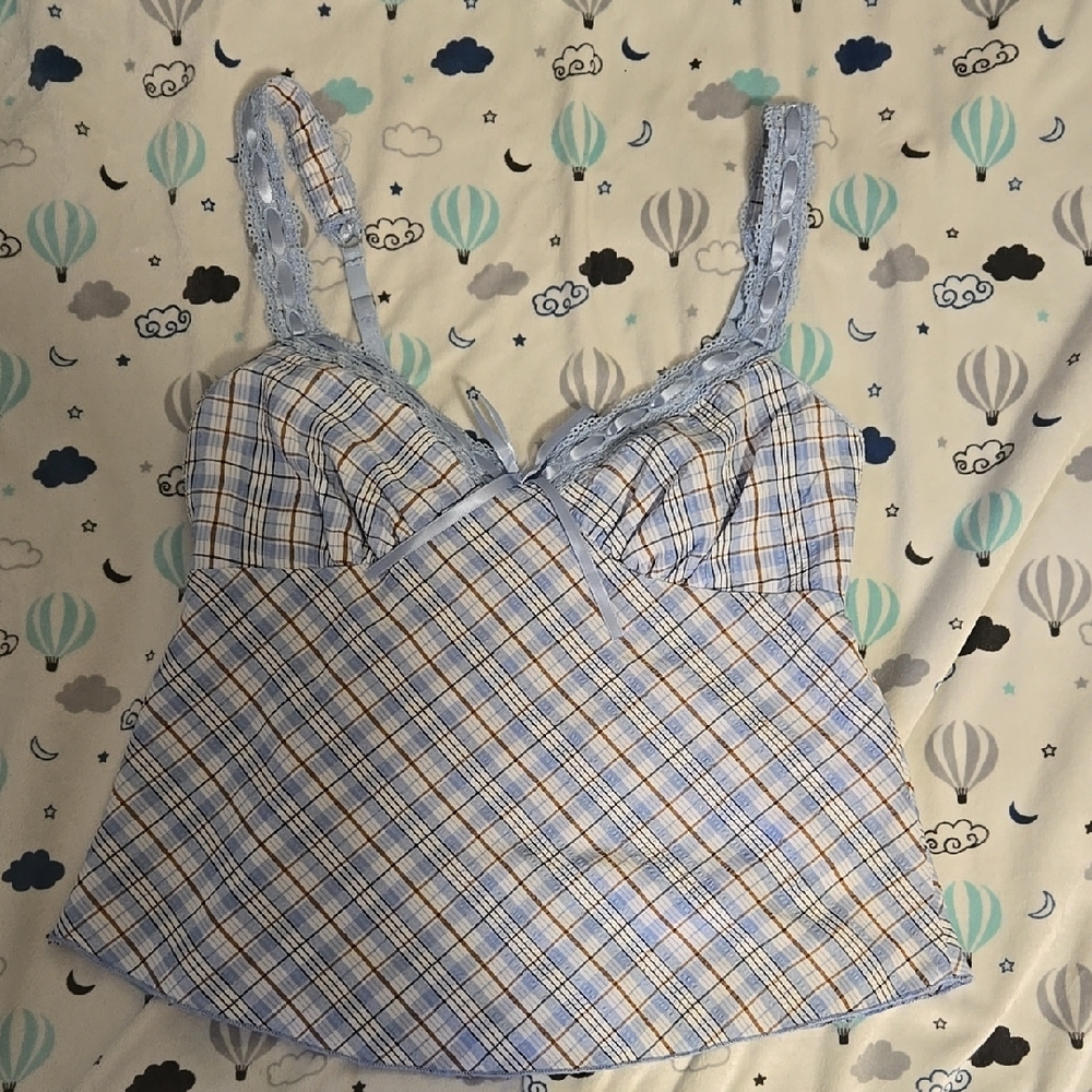 Plaid Lace Trim Camisole